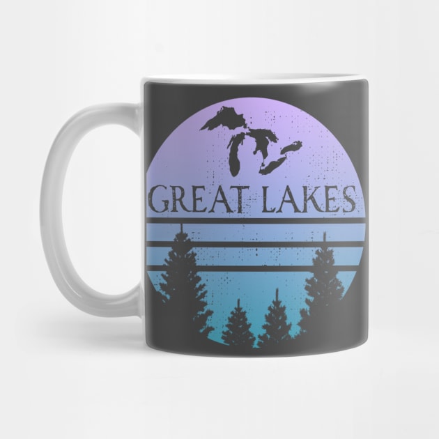 Great Lakes Lake Huron Superior Michigan Erie Ontario Silhouette Souvenir by Pine Hill Goods